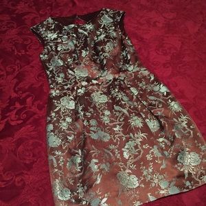 SueWong Cap-Sleeve Cocktail Dress